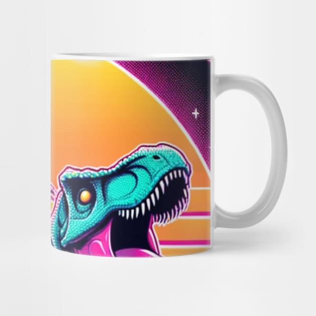 Weird Funny Opossum, Retro Synthwave, Riding T-Rex Dinosaur, Dark Humor Possumcore by ThatVibe